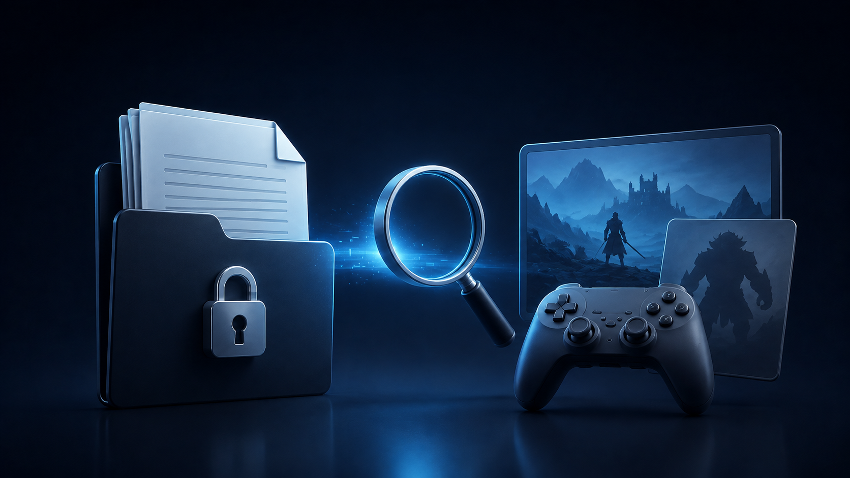 Private game files and AI search concept image